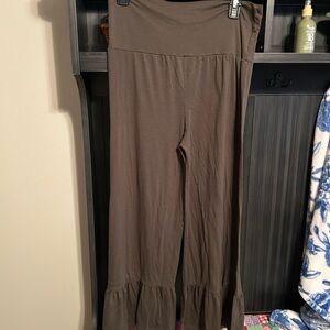 Brown Flared ruffle Leg Pants